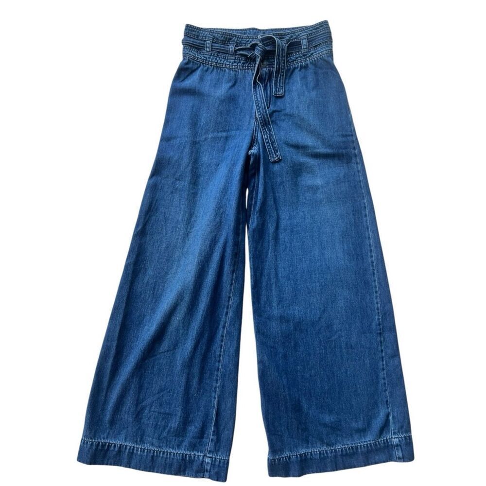 Free People Augusta Tie Waist High-Rise Wide Leg Boho Paperbag Flowy Jeans Sz 28